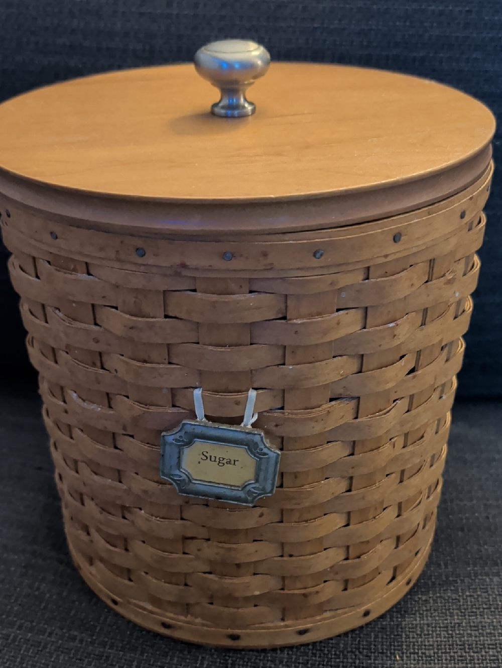 Longaberger Medium Canister Basket with Wooden Lid and Insert